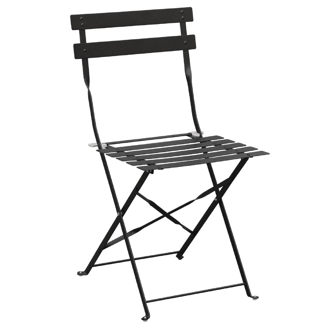 Bolero Perth Black Pavement Style Steel Folding Chairs (Pack of 2) - GH553 Metal Dining Chairs Bolero