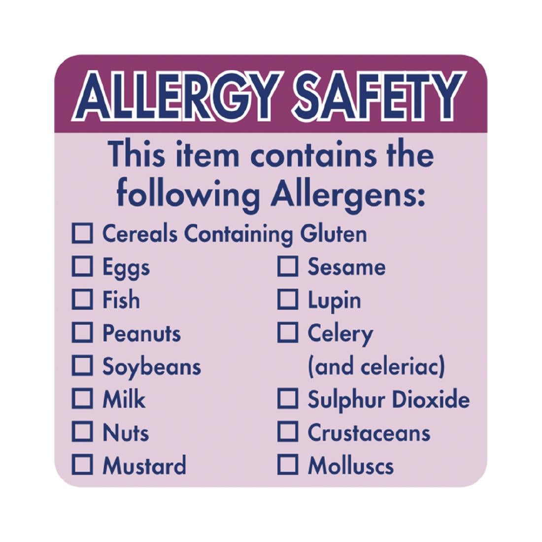 Hygiplas Allergen Food Labels (Pack of 500) - GJ058 Hygiplas