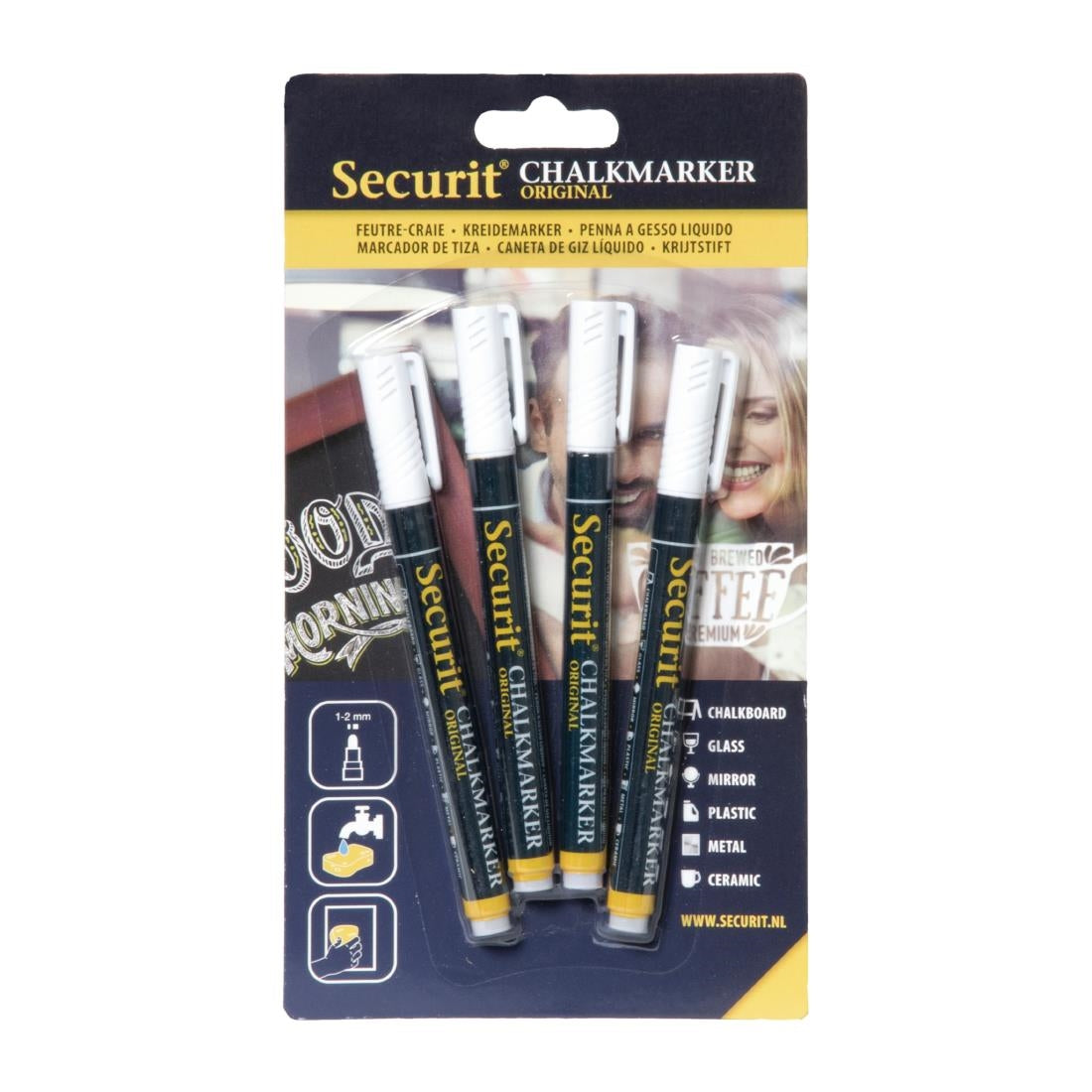 Securit 2mm Liquid Chalk Pens White (Pack of 4) - GJ551 Securit