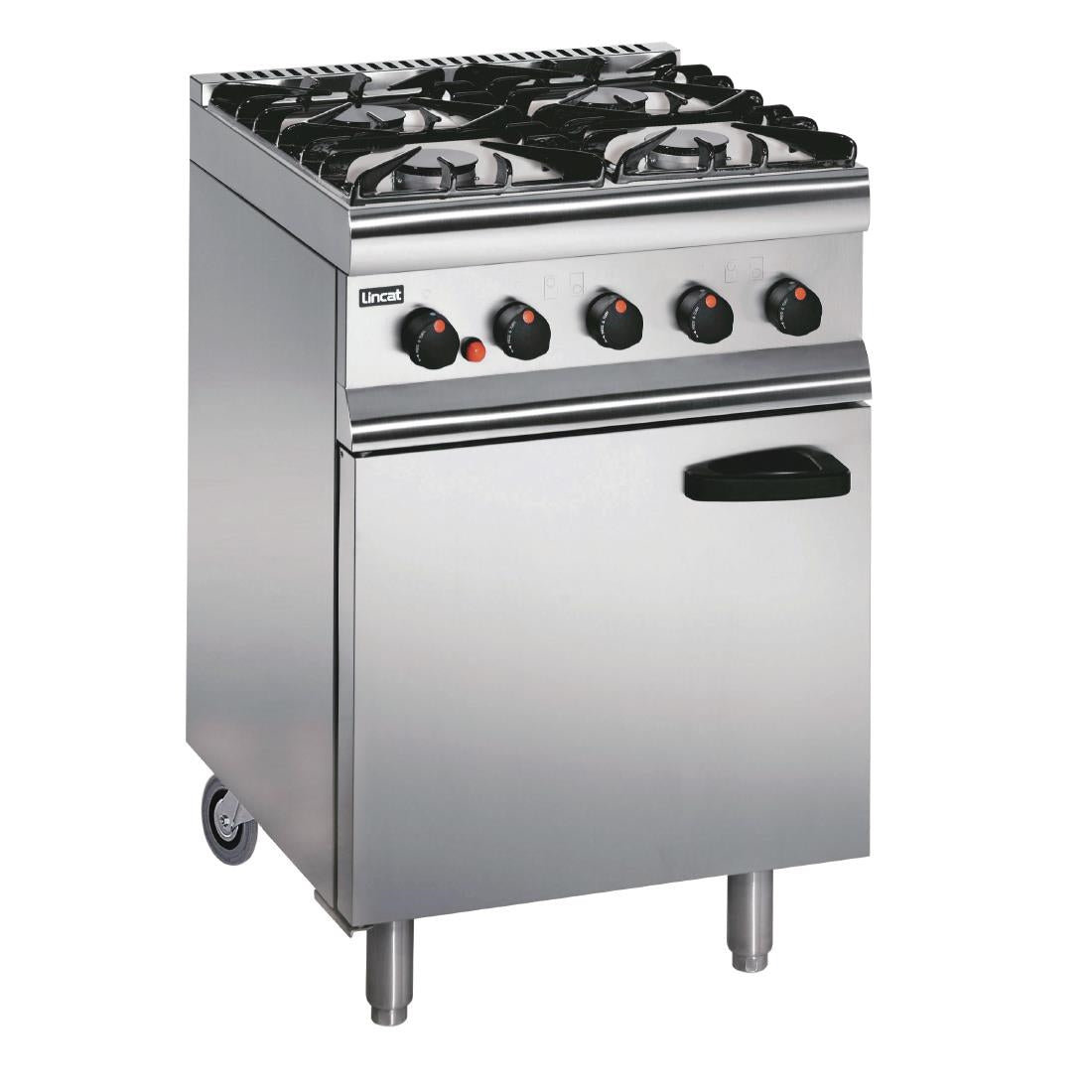 Lincat Silverlink 600 Natural Gas 4 Burner Oven Range with Rear Castors SLR6C/N - GJ677-N Lincat