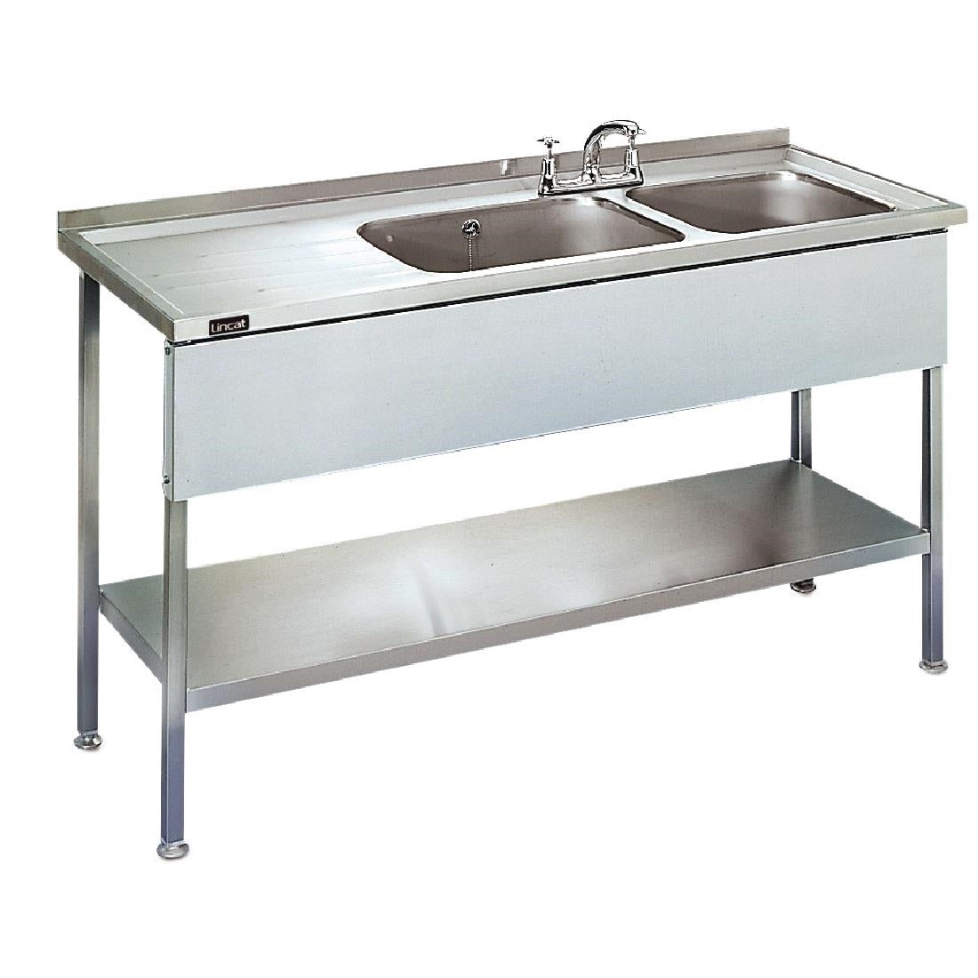 Lincat Stainless Steel Double Sink Unit with Left Hand Drainer 1500mm L884LH - GJ707 Lincat