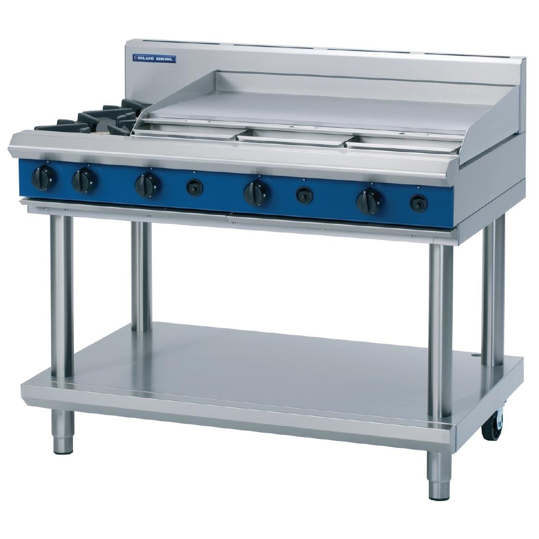 Blue Seal Evolution Cooktop 2 Open/1 Griddle Burner LPG on Stand 1200mm G518A-LS/L - GK197-P Blue Seal