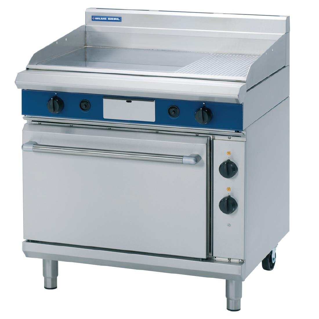 Blue Seal Evolution LPG Gas 1/3 Ribbed Chrome Griddle Electric Static Oven Nat Gas GPE506/L - GK543-P Blue Seal