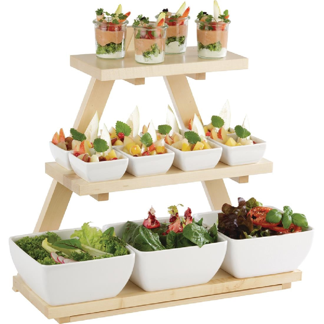 APS Triangle Wooden Buffet Stand Maple - GK817 APS