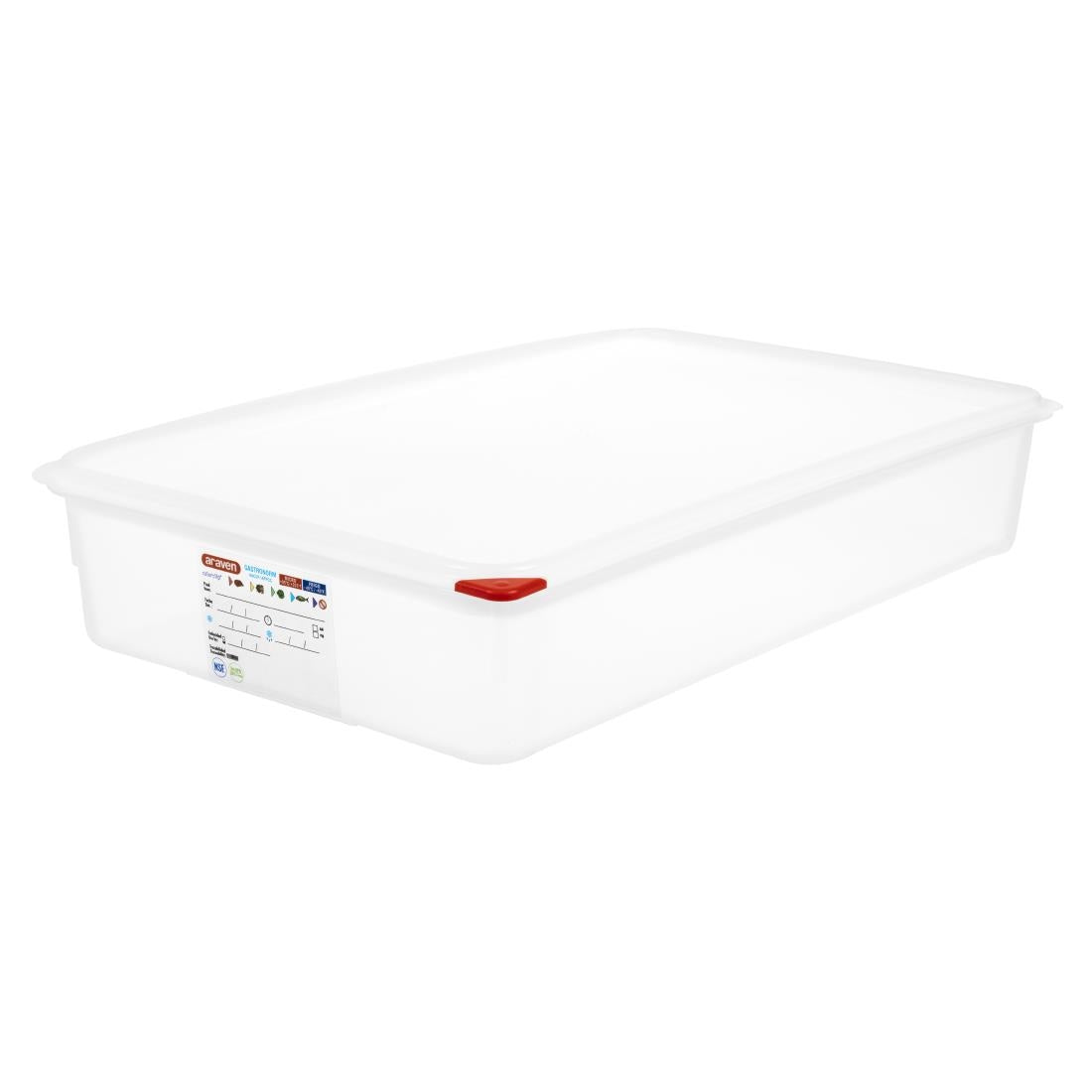 Araven Polypropylene 1/1 Gastronorm Food Containers 13.7Ltr with Lid (Pack of 4) - GL260 Araven