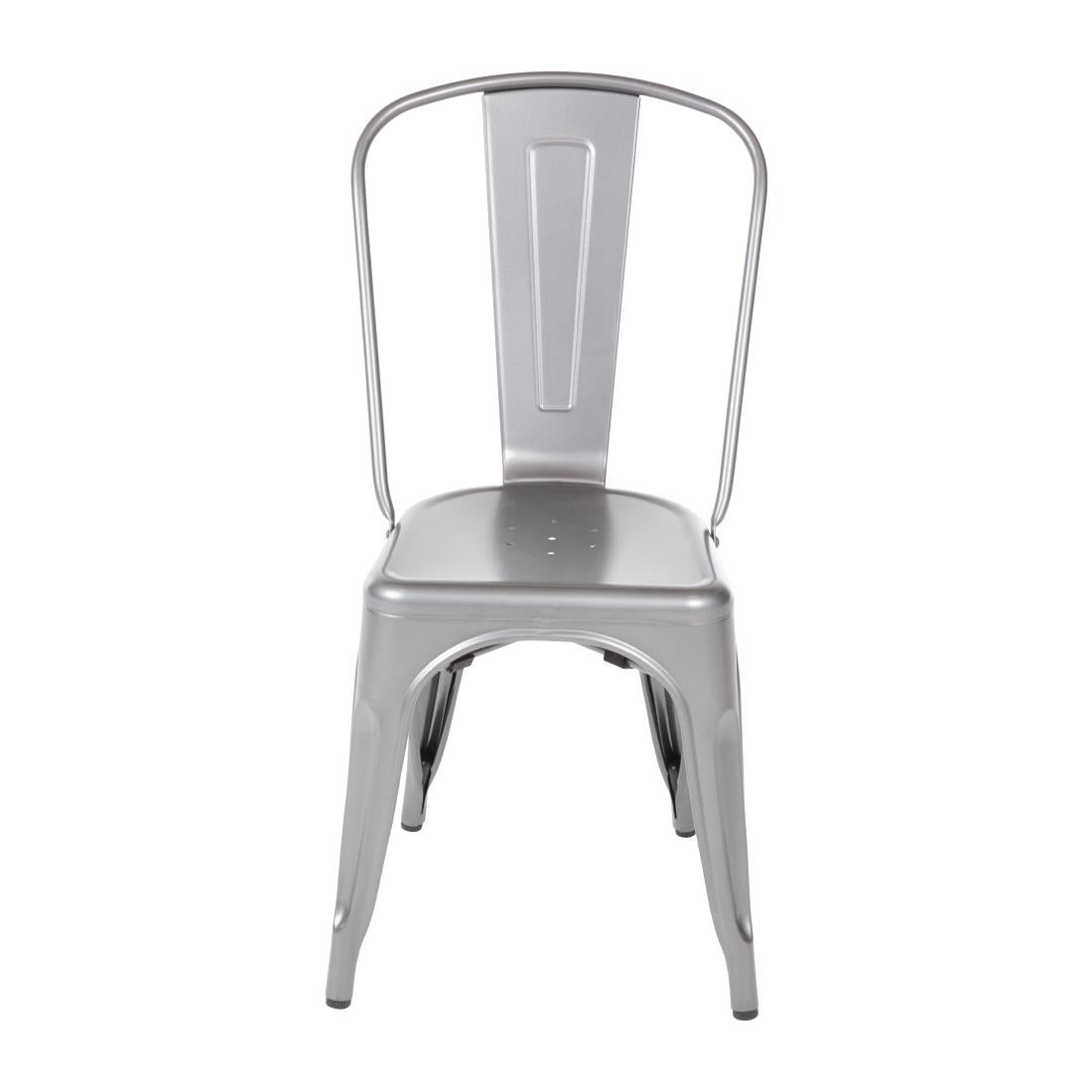 Bolero Bistro Steel Side Chairs Gun Metal Grey (Pack of 4) - GL329 Metal Dining Chairs Bolero