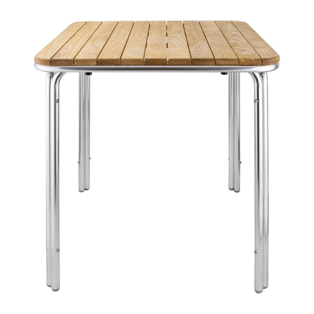 Bolero Square Ash and Aluminium Table 700mm - GL982 Wooden Tables Bolero