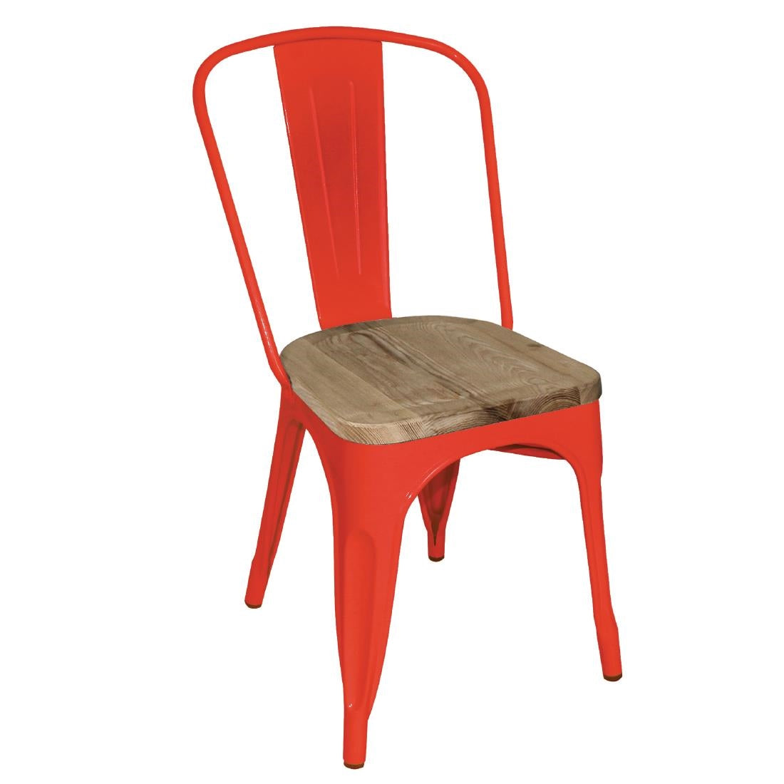 Bolero Bistro Side Chairs with Wooden Seat Pad Red (Pack of 4) - GM643 Metal Dining Chairs Bolero