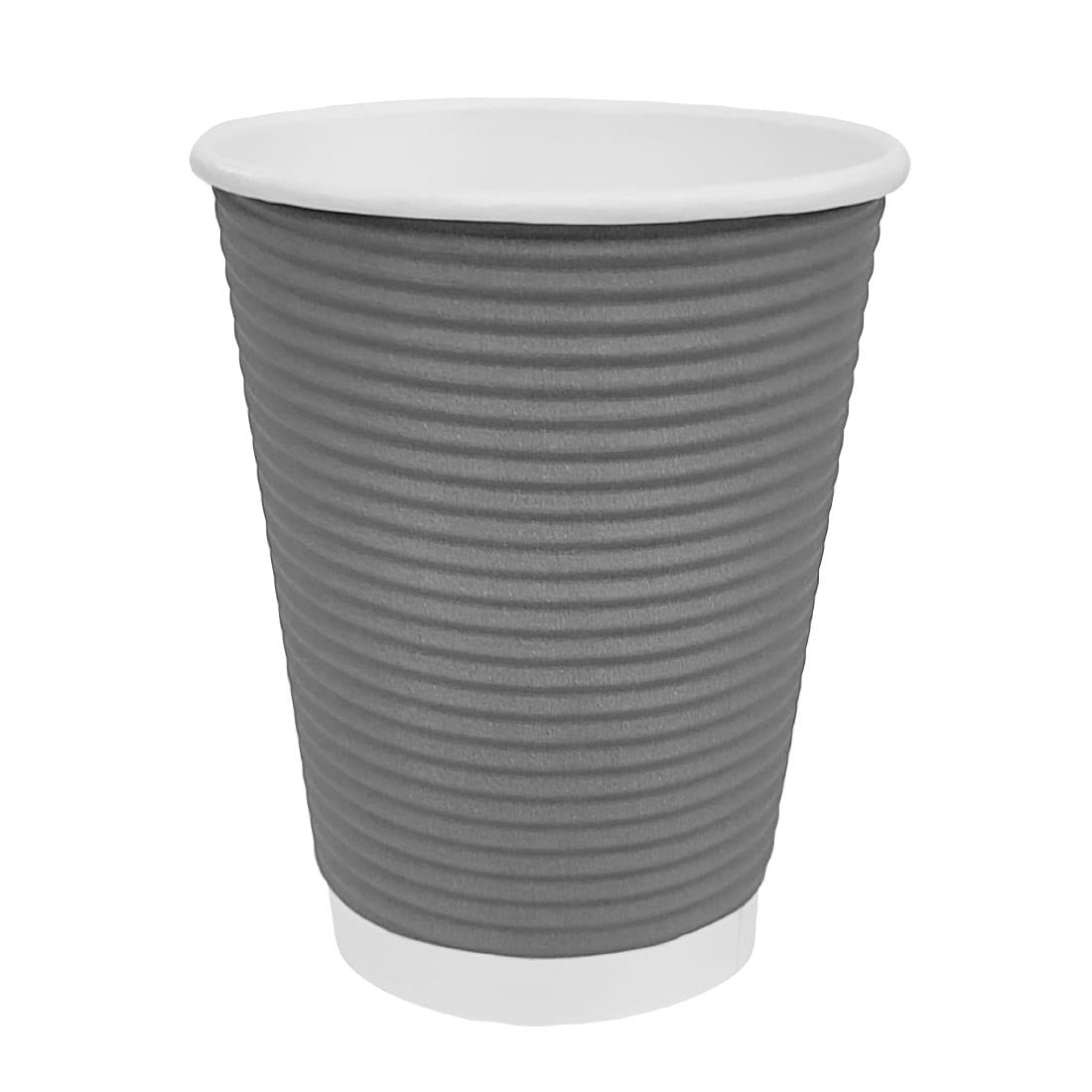 Fiesta Recyclable Coffee Cups Ripple Wall Charcoal 225ml / 8oz (Pack of 500) - GP433 Disposable Cups Fiesta