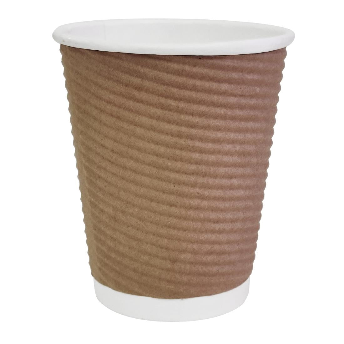 Fiesta Recyclable Coffee Cups Ripple Wall Kraft 225ml / 8oz (Pack of 25) - GP443 Disposable Cups Fiesta