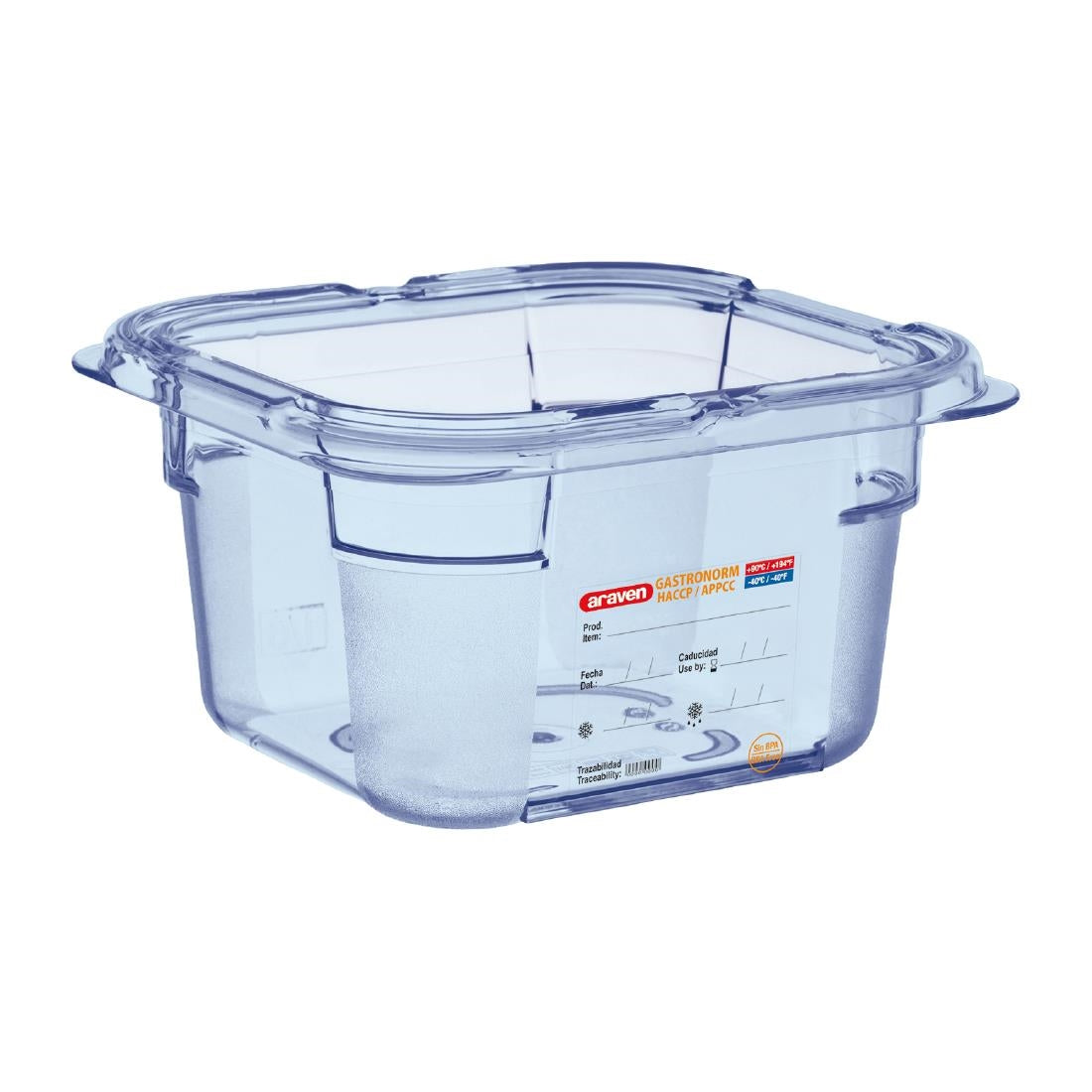 Araven ABS Food Storage Container Blue GN 1/6 100mm - GP571 Araven