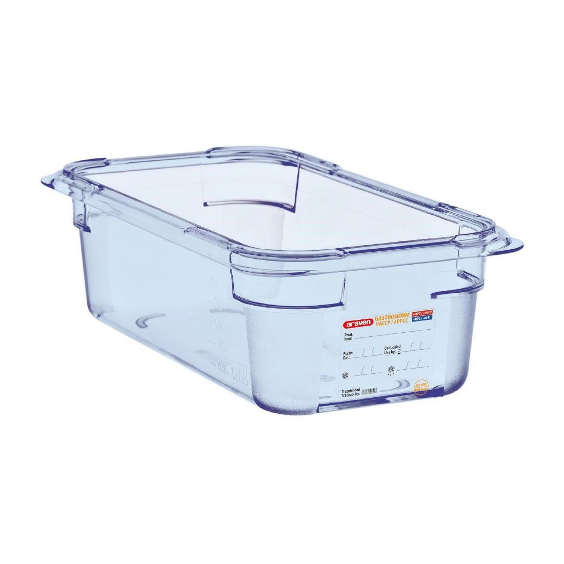 Araven ABS Food Storage Container Blue GN 1/4 100mm - GP575 Araven
