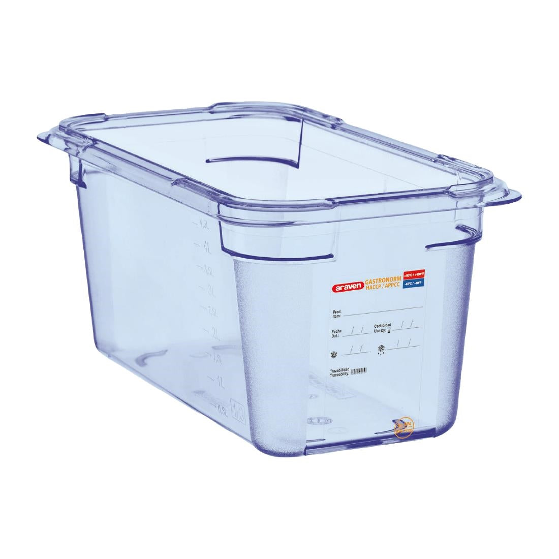 Araven ABS Food Storage Container Blue GN 1/4 150mm - GP576 Araven