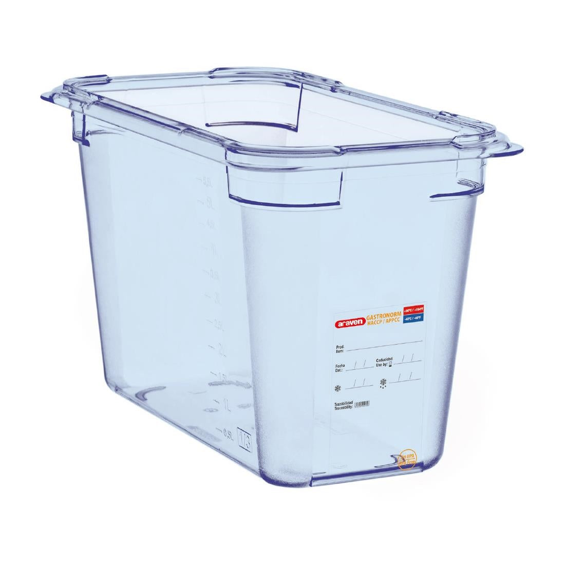 Araven ABS Food Storage Container Blue GN 1/3 200mm - GP581 Araven
