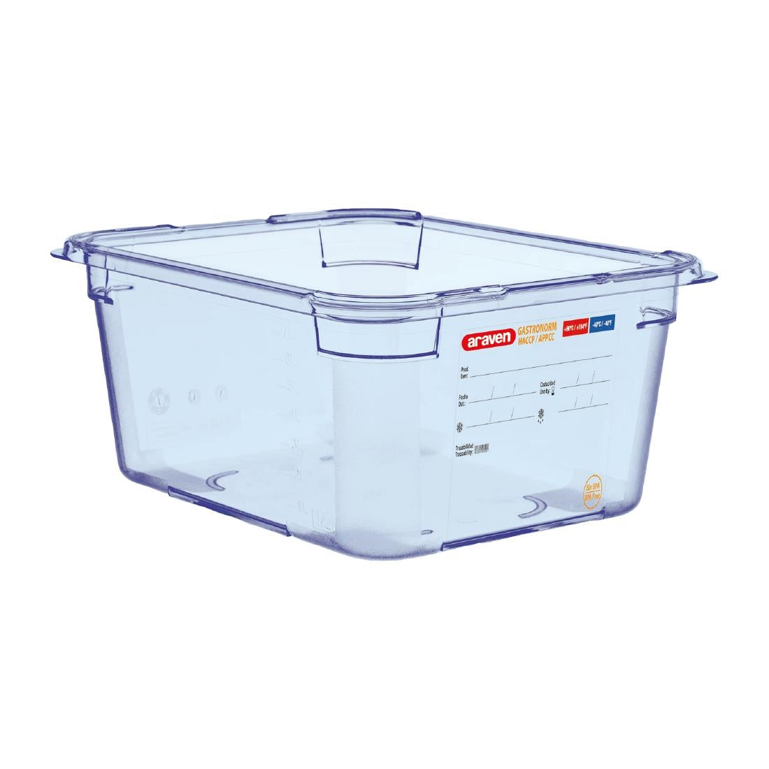 Araven ABS Food Storage Container Blue GN 1/2 150mm - GP585 Araven