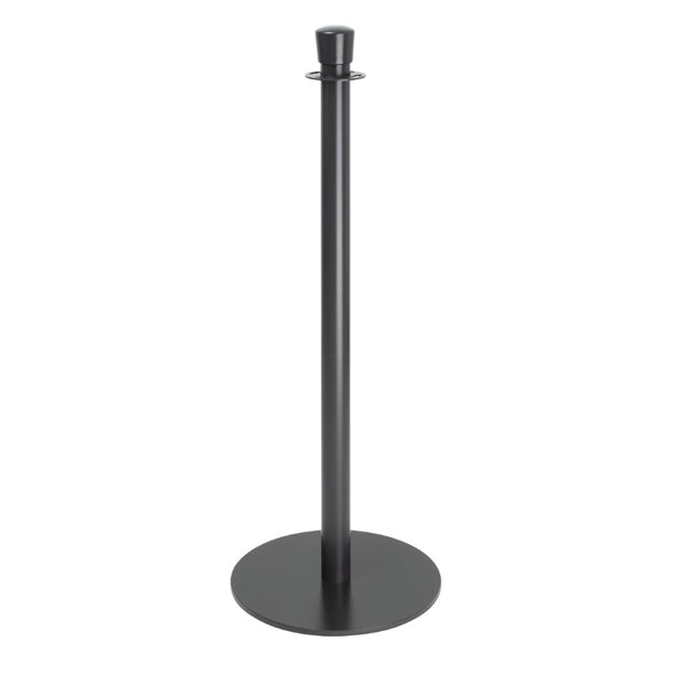 Bolero Flat Base Barrier Posts Black (Pack of 2) - GP638 Bolero