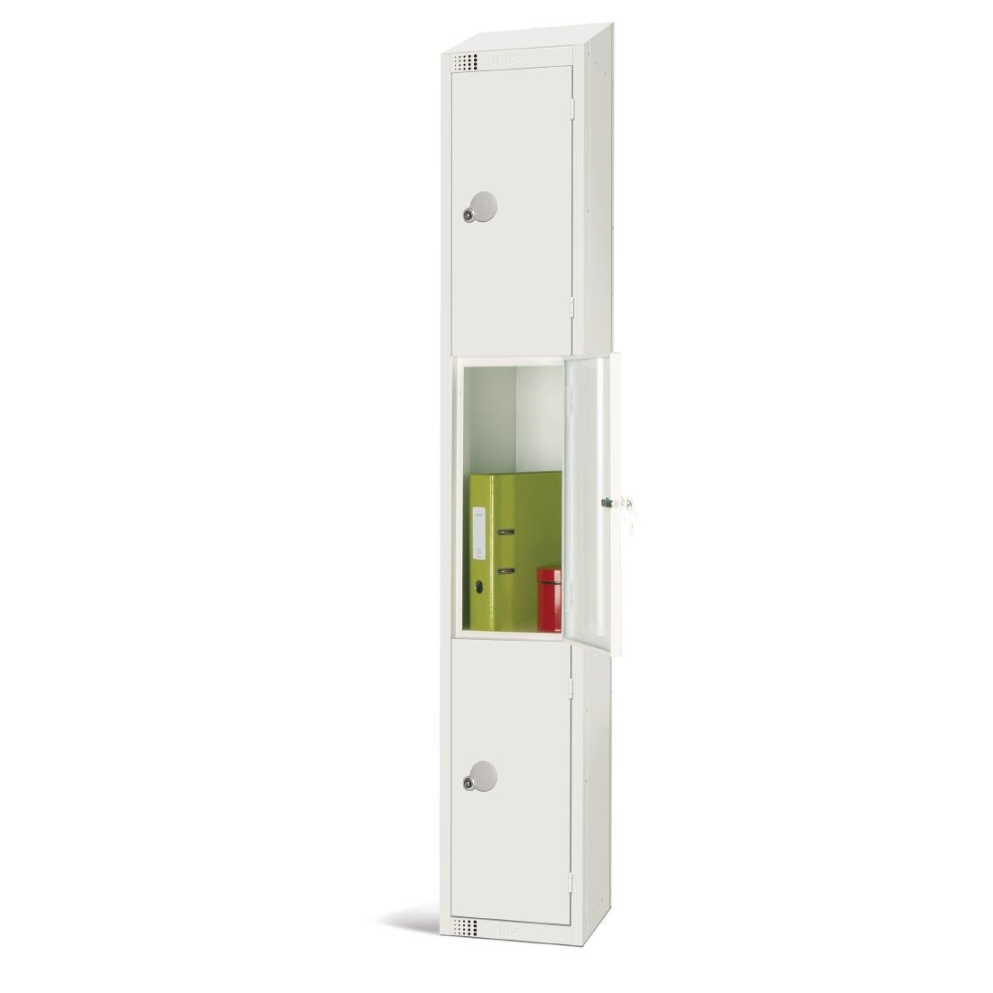 Elite Three Door Padlock Locker with Sloping Top White - GR304-PS Steel Lockers 300mm Deep Elite Lockers