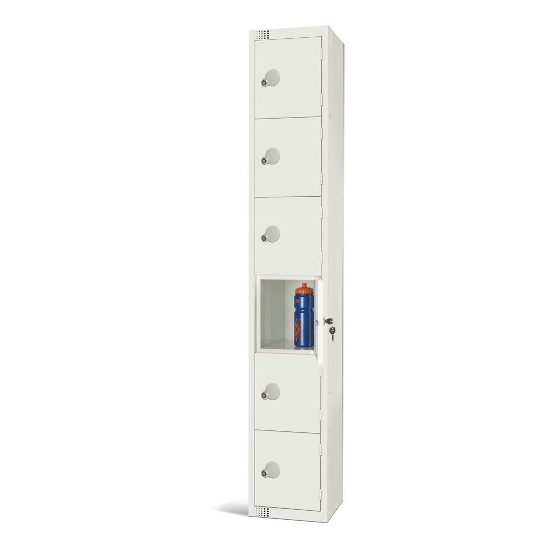 Elite Six Door Padlock Locker White - GR314-P Steel Lockers 450mm Deep Elite Lockers