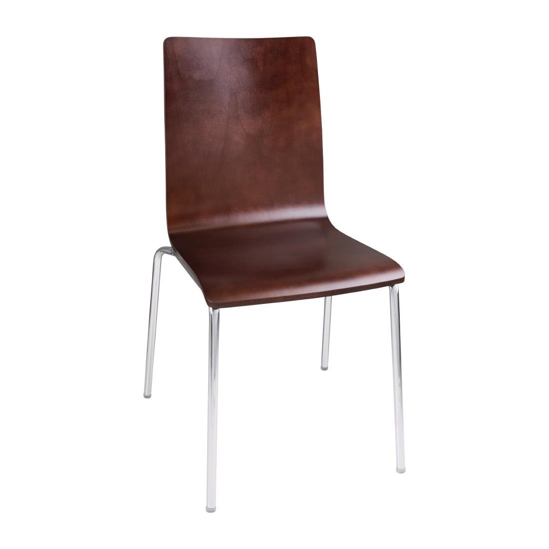 Bolero Square Back Side Chair Dark Chocolate Finish (Pack of 4) - GR343 Wooden Dining Chairs Bolero