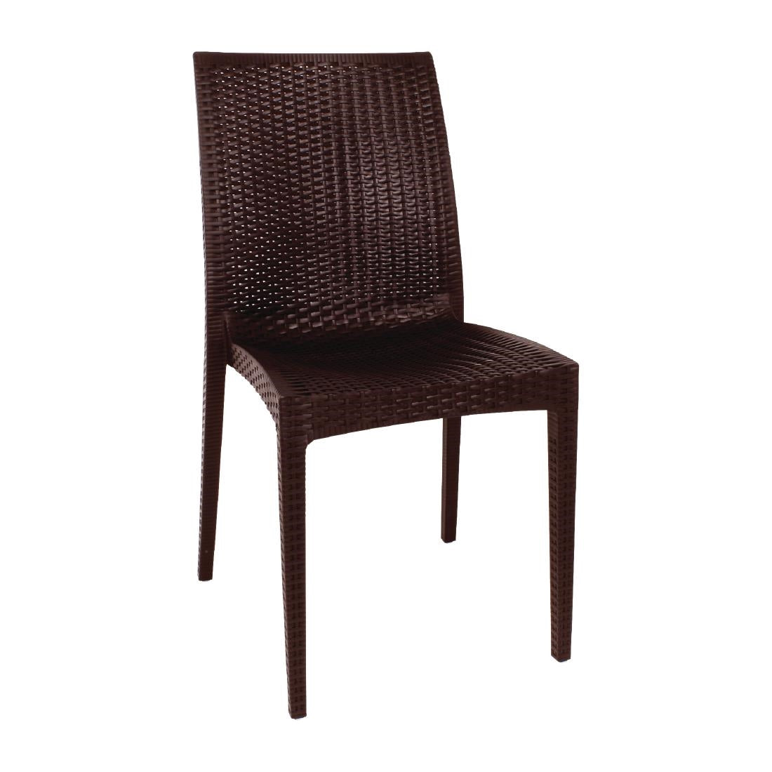 Bolero PP Rattan Bistro Side Chairs Brown (Pack of 4) - GR361 Rattan & Wicker Effect Chairs Bolero