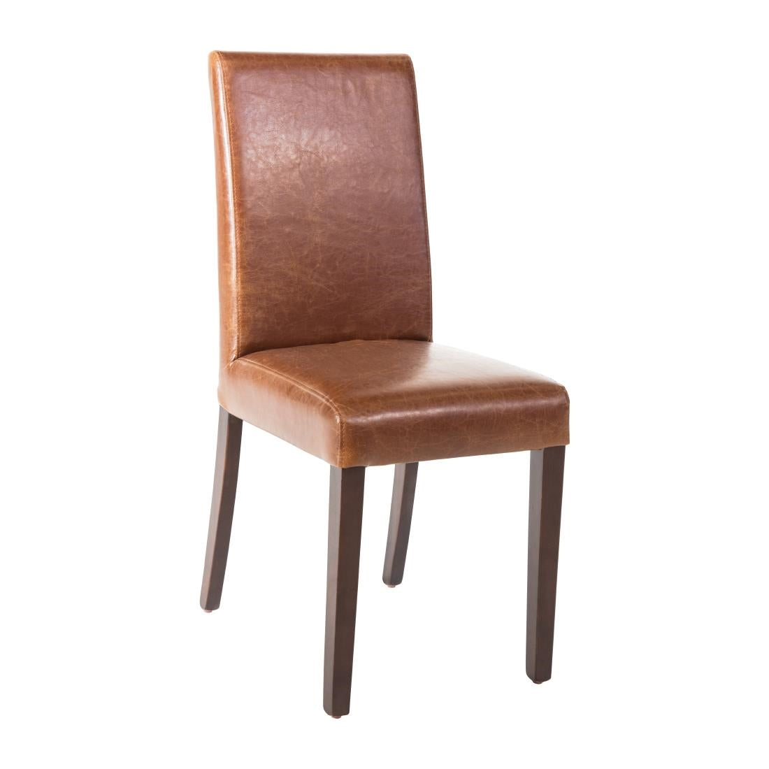 Bolero Faux Leather Dining Chair Antique Tan (Pack of 2) - GR368 Upholstered Dining Chairs Bolero