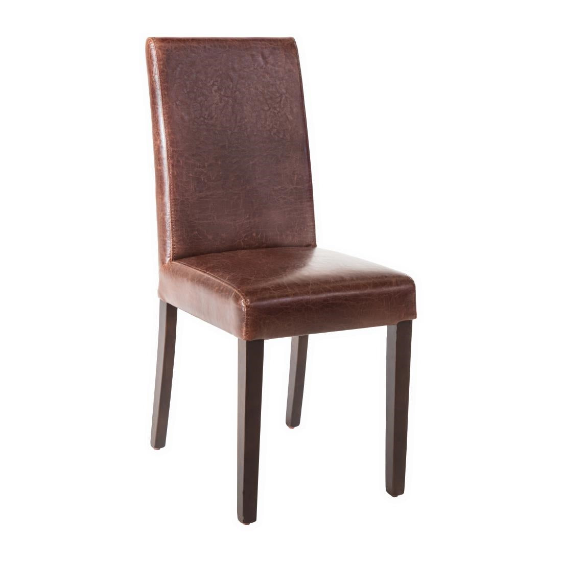 Bolero Faux Leather Dining Chair Antique Brown (Pack of 2) - GR369 Upholstered Dining Chairs Bolero
