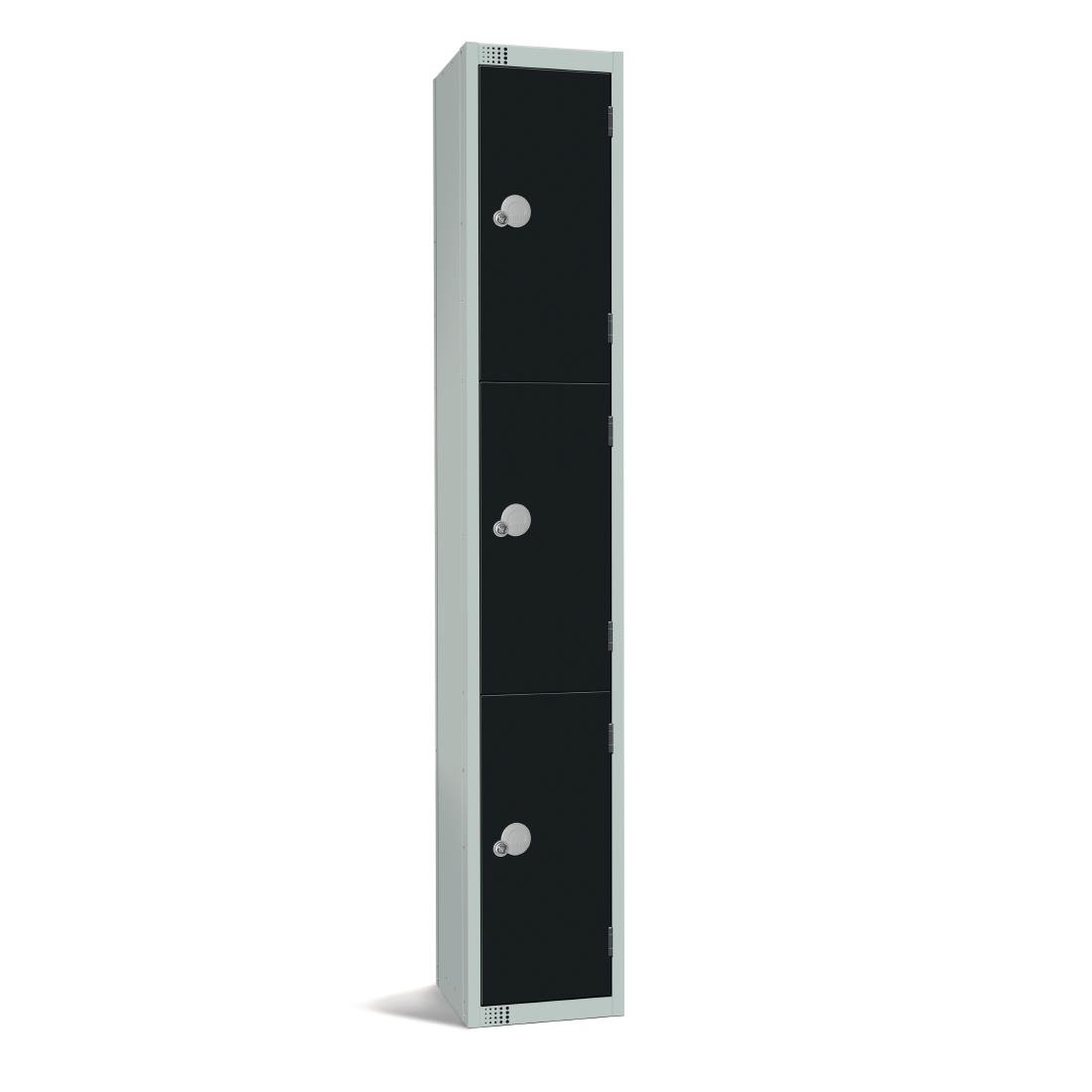 Elite Three Door Coin Return Locker Black - GR672-CN Steel Lockers 300mm Deep Elite Lockers