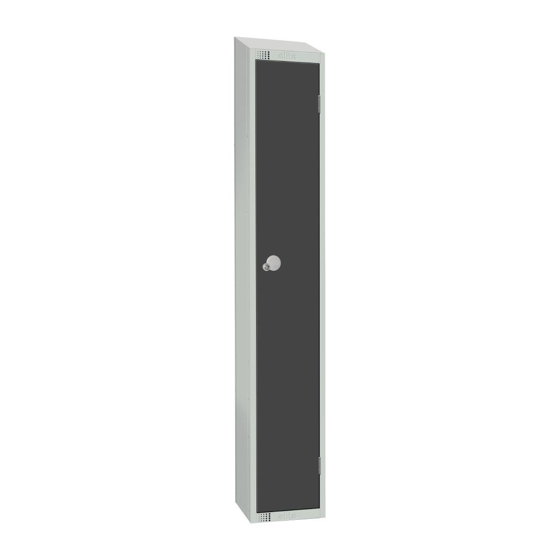 Elite Single Door Coin Return Locker with Sloping Top Graphite Grey - GR677-CNS Steel Lockers 300mm Deep Elite Lockers