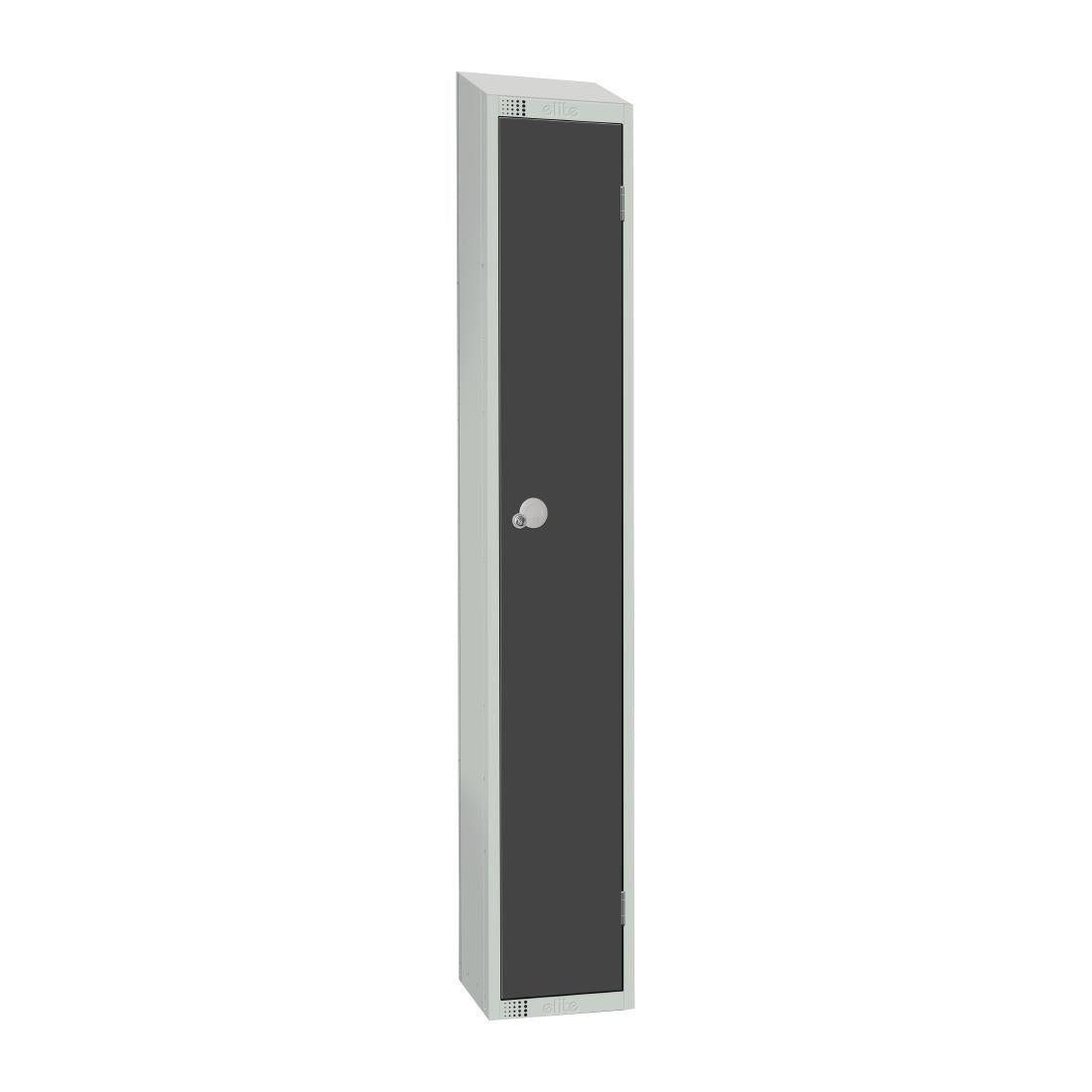 Elite Single Door Padlock Locker Graphite Grey with Sloping Top - GR677-PS Steel Lockers 300mm Deep Elite Lockers