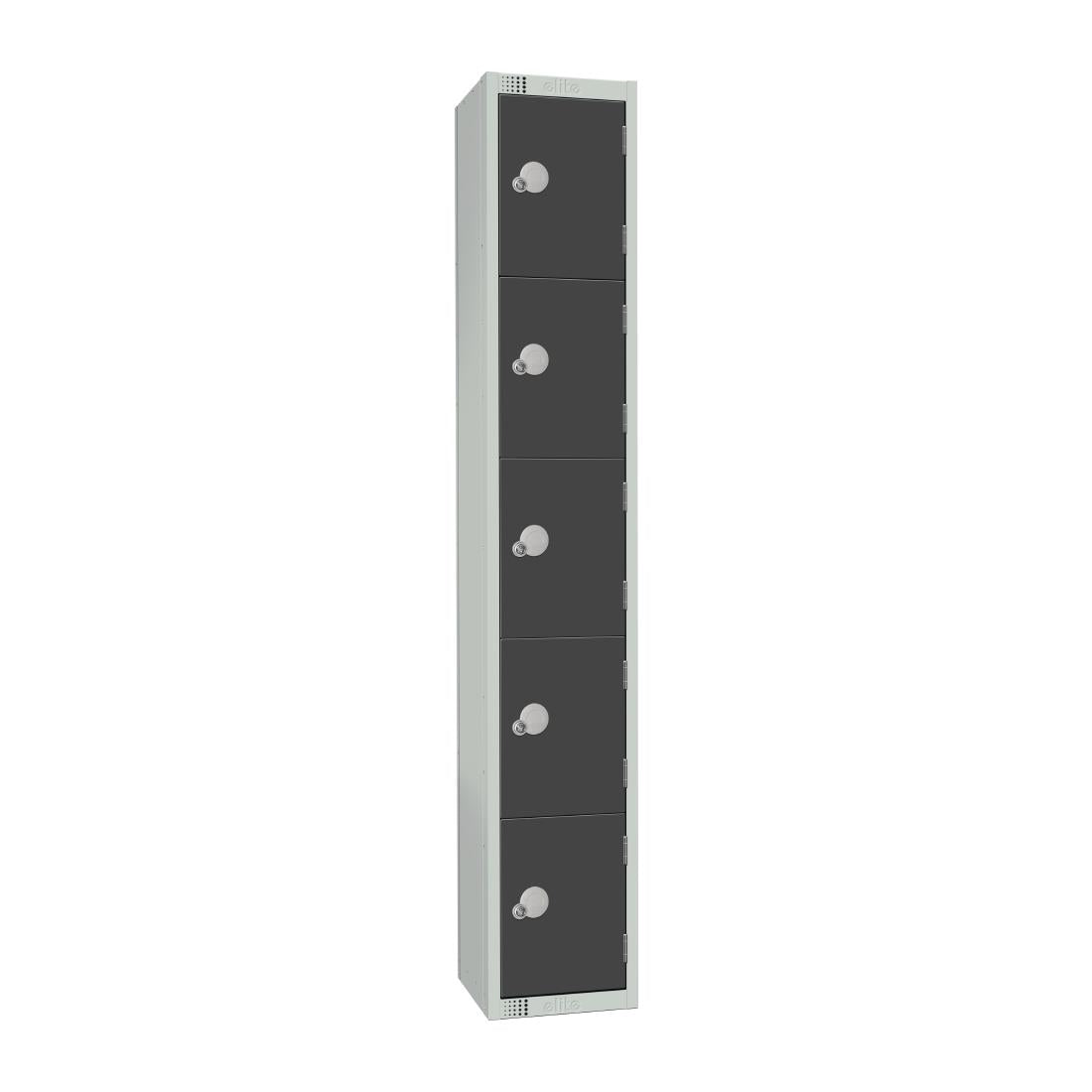Elite Five Door Padlock Locker Graphite Grey - GR681-P Steel Lockers 300mm Deep Elite Lockers