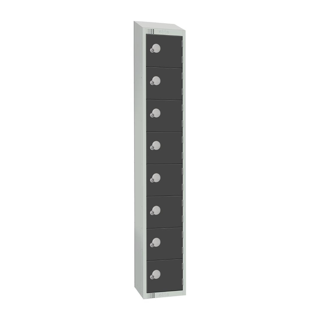 Elite Eight Door Camlock Locker with Sloping Top Graphite Grey - GR683-CS Steel Lockers 300mm Deep Elite Lockers
