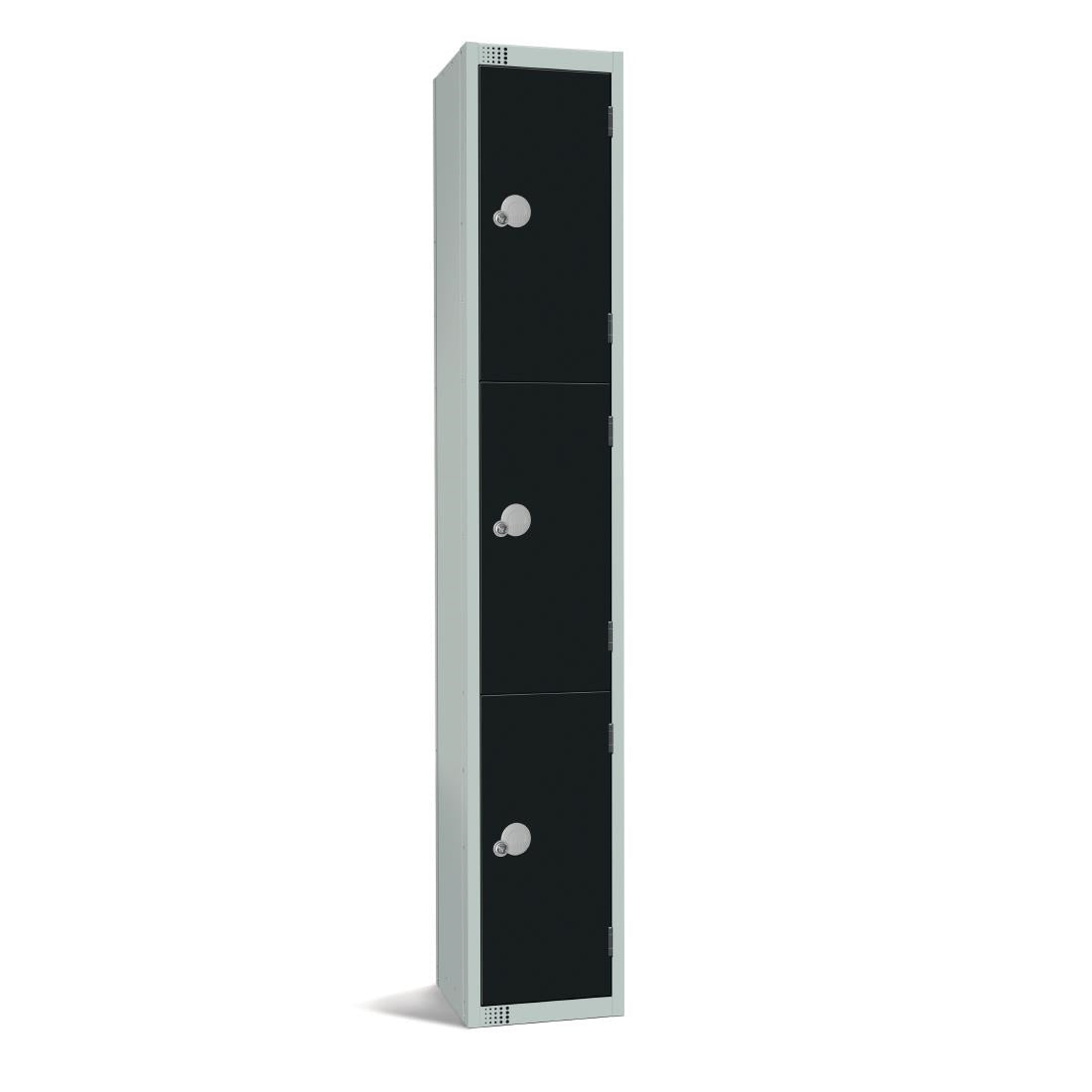 Elite Three Door Coin Return Locker Black - GR686-CN Steel Lockers 450mm Deep Elite Lockers