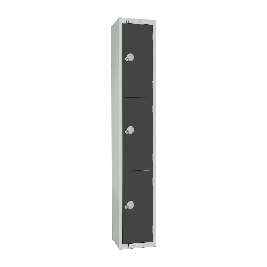 Elite Three Door Camlock Locker Graphite Grey - GR693-C Steel Lockers 450mm Deep Elite Lockers