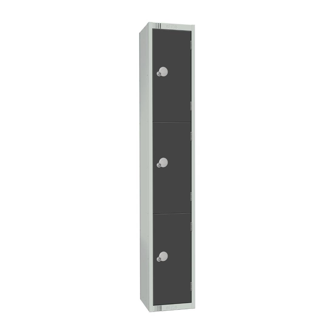 Elite Three Door Coin Return Locker Graphite Grey - GR693-CN Steel Lockers 450mm Deep Elite Lockers