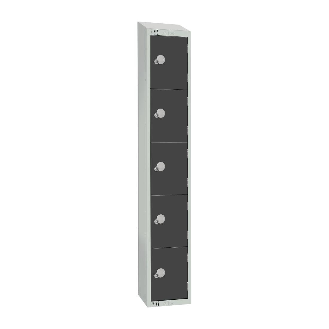 Elite Five Door Camlock Locker with Sloping Top Graphite Grey - GR695-CS Steel Lockers 450mm Deep Elite Lockers