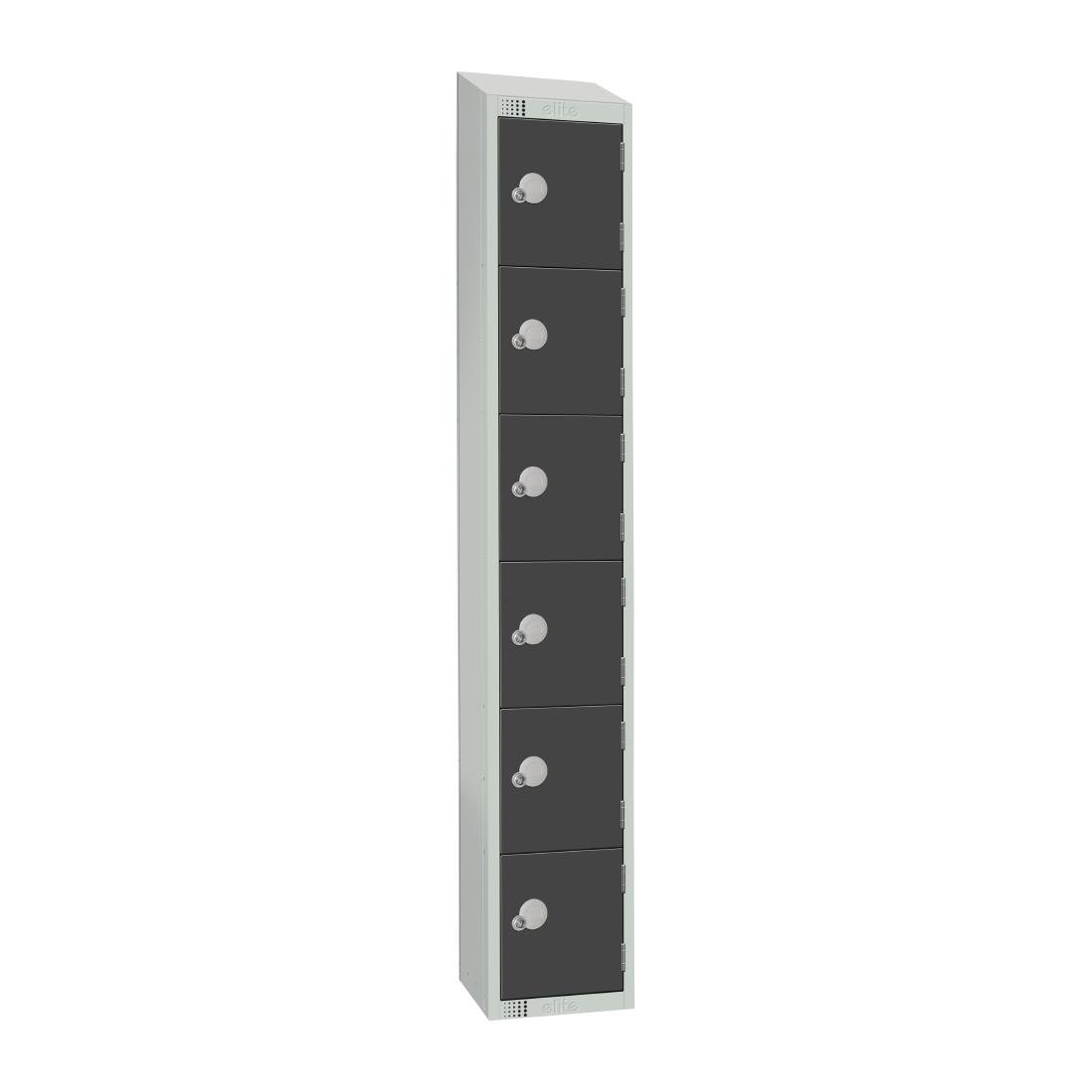 Elite Six Door Camlock Locker with Sloping Top Graphite Grey - GR696-CS Steel Lockers 450mm Deep Elite Lockers