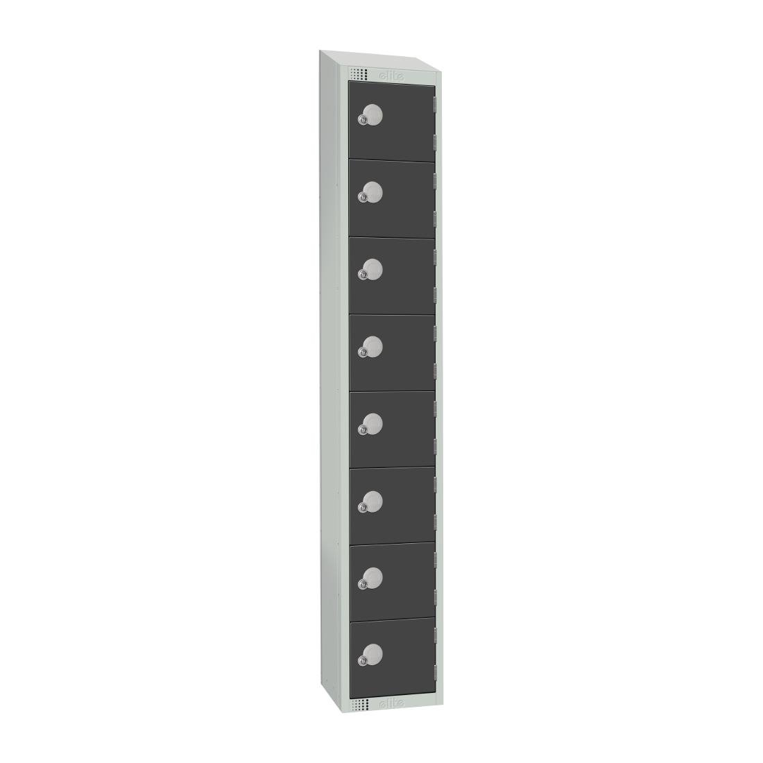 Elite Eight Door Camlock Locker with Sloping Top Graphite Grey - GR697-CS Steel Lockers 450mm Deep Elite Lockers