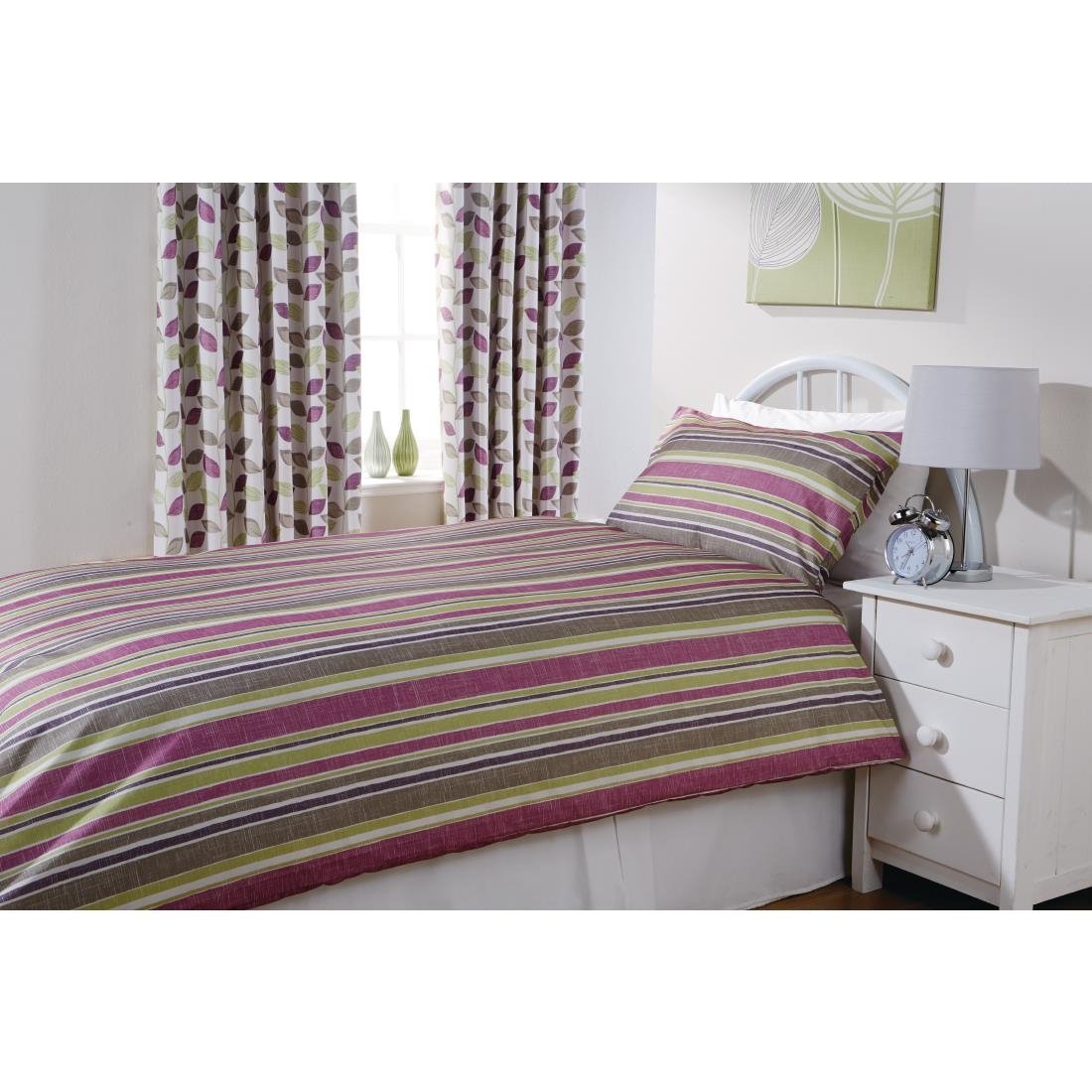 Mitre Essentials Florence Stripe Pillowcase Damson - GU367 Mitre Essentials