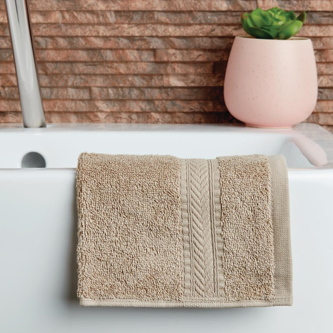 Mitre Essentials Nova Face Cloth Sand (Pack of 10) - HB631 Mitre Essentials