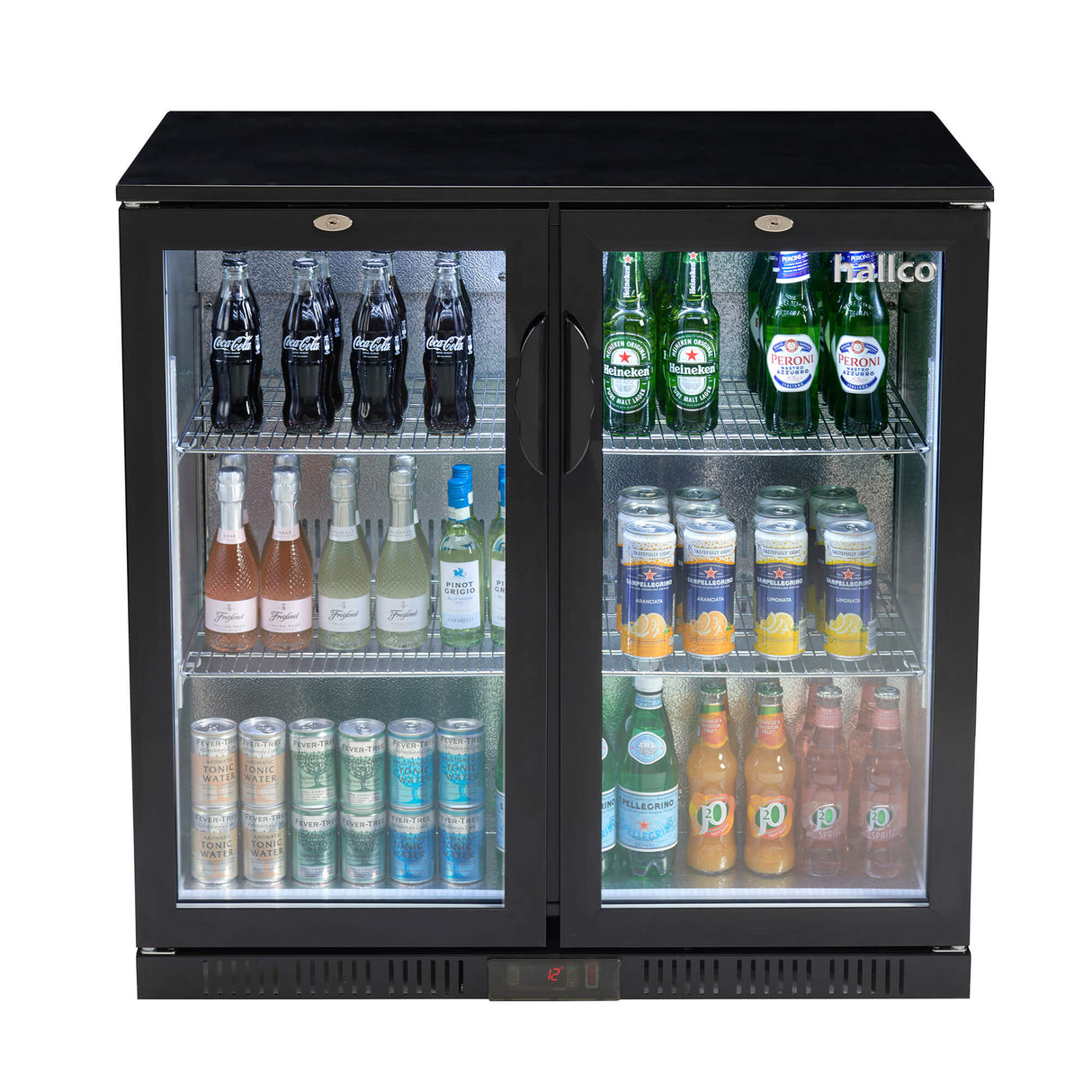 Hallco Double Door 200L Bottle Cooler – Hinged Door Commercial Undercounter Back Bar Fridge | HC2BK Double Door Bottle Coolers HALLCO
