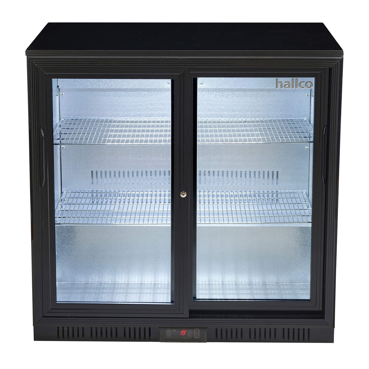 Hallco Double Door 200L Bottle Cooler – Sliding Door Commercial Undercounter Back Bar Fridge | HC2BK-SD Double Door Bottle Coolers HALLCO