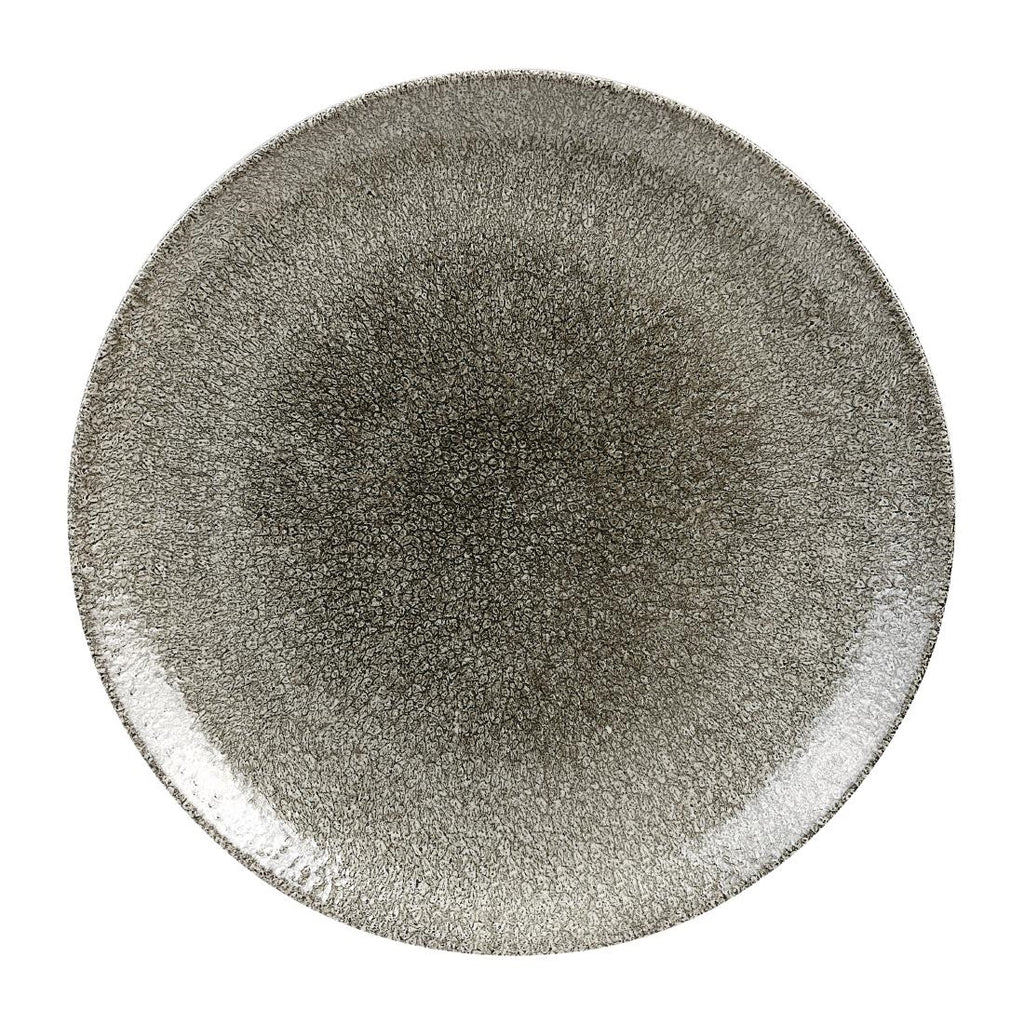 Churchill Studio Prints Raku Round Coupe Plates Quartz Black 288mm (Pack of 12) - HC767 Plates Churchill