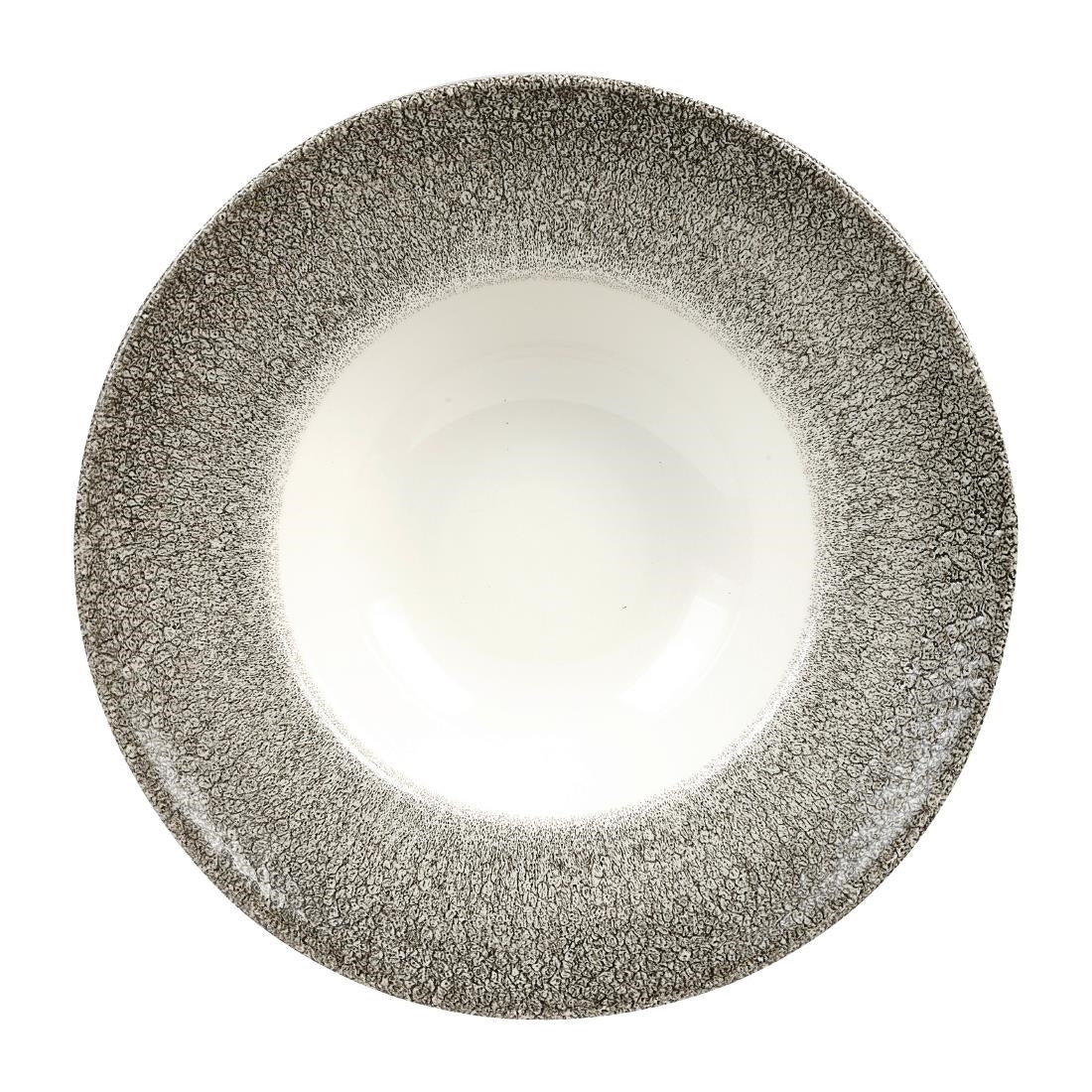 Churchill Studio Prints Raku Round Wide Rim Bowls White and Quartz Black 240mm - HC774 Bowls Churchill