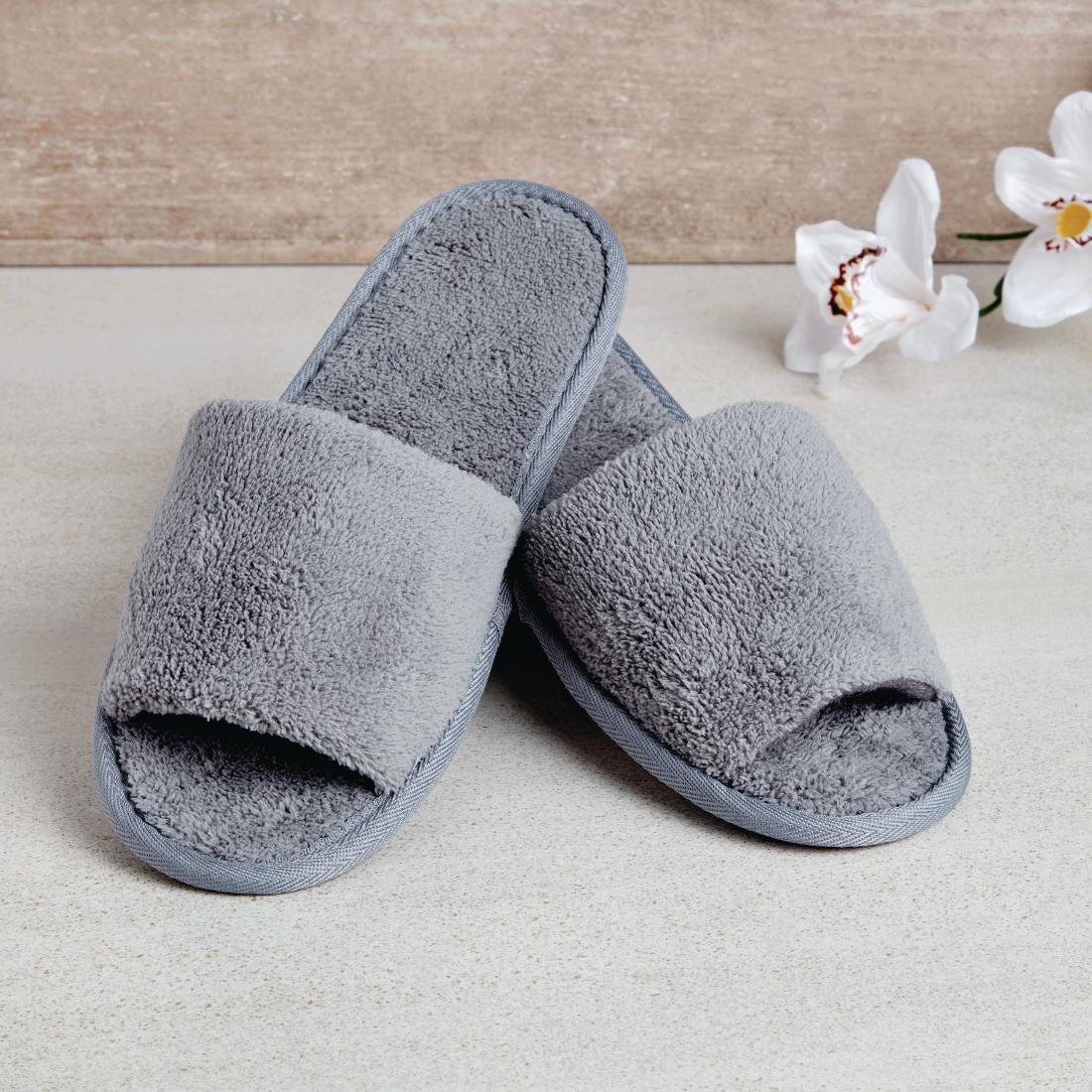 Comfort Vienna Open Toe Slippers Grey - HD245 Mitre Comfort