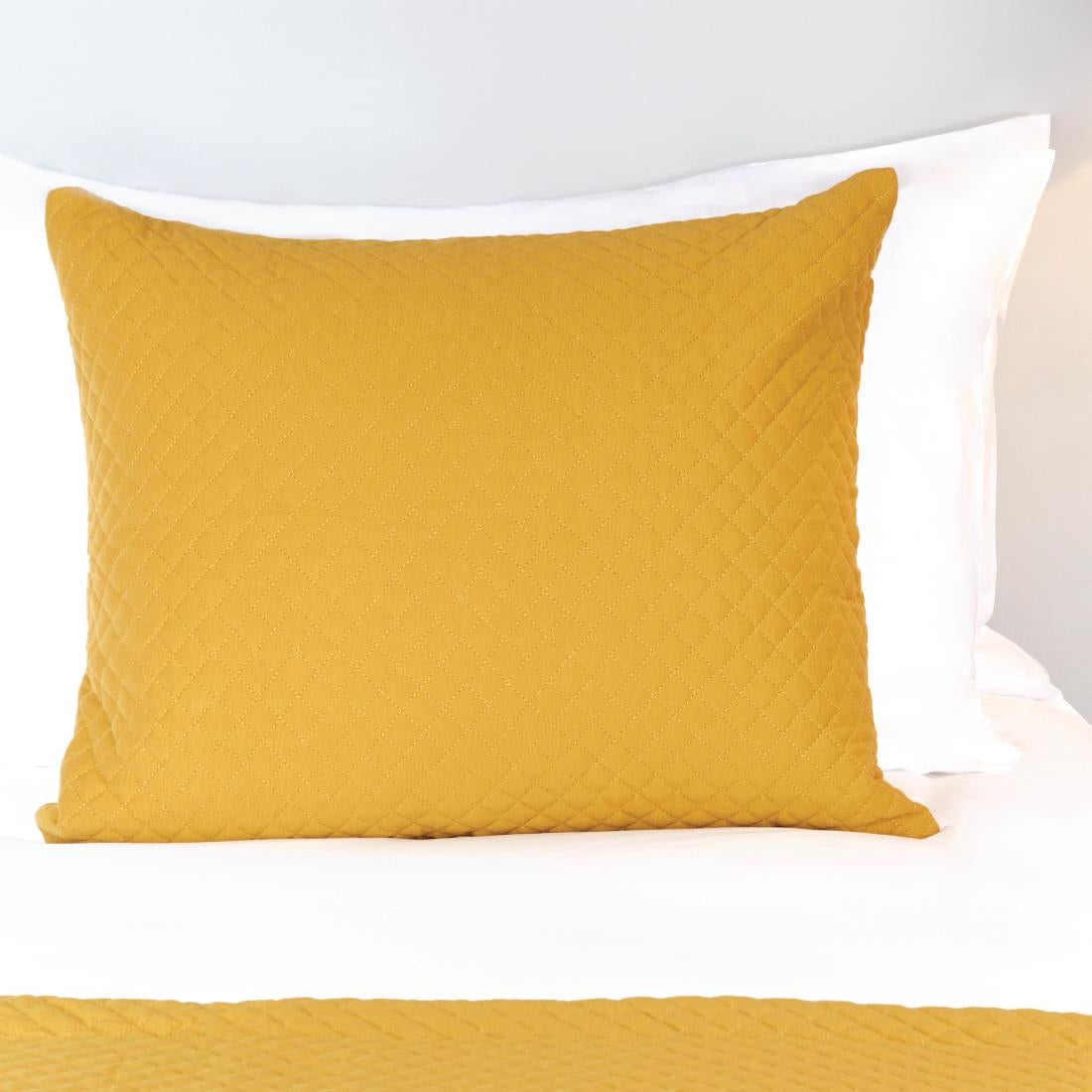 Mitre Essentials Quilted Waffle Cushion Cover Ochre - HN844 Mitre Essentials
