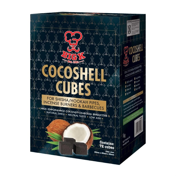 Big K Shisha Charcoal Coconut Shell Cubes 1kg - HP294 Big K
