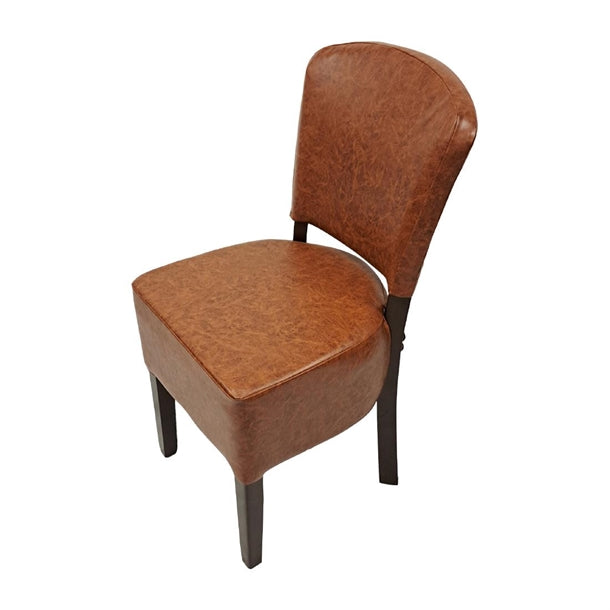 Hanoi Dining Chair In Dark Walnut with Bison Vinyl Tan (Pack of 2) - HP753 Upholstered Dining Chairs Everyday