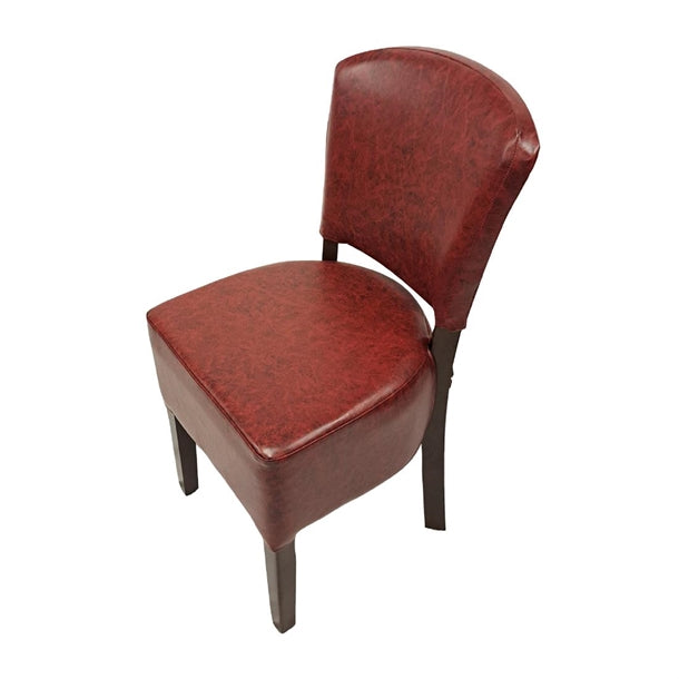 Hanoi Dining Chair In Dark Walnut with Bison Vinyl Bordeaux (Pack of 2) - HP756 Upholstered Dining Chairs Everyday