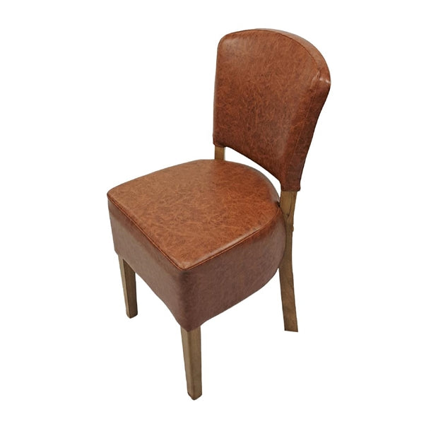 Hanoi Dining Chair In Weathered Oak with Bison Vinyl Tan (Pack of 2) - HP760 Upholstered Dining Chairs Everyday
