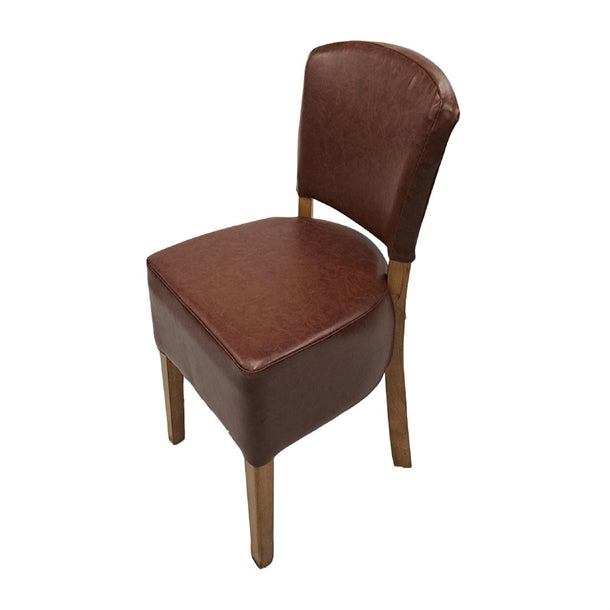 Hanoi Dining Chair In Weathered Oak with Bison Vinyl Espresso (Pack of 2) - HP761 Upholstered Dining Chairs Everyday